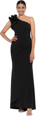 Xscape Women's Long One Shoulder Ruffle Scuba Crepe Dress (Standard & Petite) in Saudi Arabia