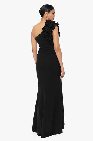 Xscape Women's Long One Shoulder Ruffle Scuba Crepe Dress (Standard & Petite) in Saudi Arabia