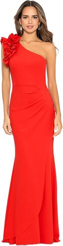 Xscape Women's Long One Shoulder Ruffle Scuba Crepe Dress (Standard & Petite) in Saudi Arabia