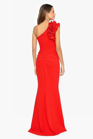 Xscape Women's Long One Shoulder Ruffle Scuba Crepe Dress (Standard & Petite) in Saudi Arabia