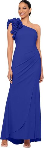 Xscape Women's Long One Shoulder Ruffle Scuba Crepe Dress (Standard & Petite) in Saudi Arabia