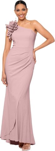 Xscape Women's Long One Shoulder Ruffle Scuba Crepe Dress (Standard & Petite) in Saudi Arabia