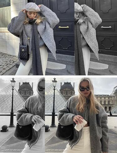 جاكيت نسائي من مزيج الصوف من Lentta مقاس كبير كاجوال بأزرار سفلية مع جيوب 2023 in Kuwait