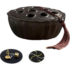 مبخرة 7 في 1، مبخرة متعددة الوظائف لملف البعوض/الملف/المخروط، حامل بخور 6.1 بوصة للعصي، حامل المريمية، حامل بالو سانتو، صائد رماد السيراميك الأسود لغرفة اليوغا. in Kuwait