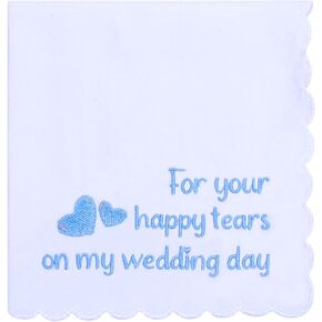 Handkerchief for Wedding Day Blue Embroidery Bridesmaid Guests Gift