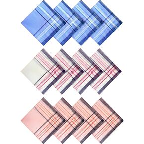 12 Pack Men's Handkerchiefs Classic Handkerchiefs for Men Pocket Square Assorted Mens Hankies Gents Hankerchieves, 3 Colors, 14.17*14.17 inch