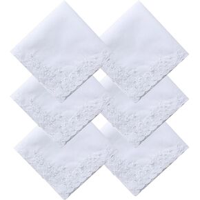 Womens Large Soft White Embroidered Handkerchiefs - 60s Cotton Square 17"