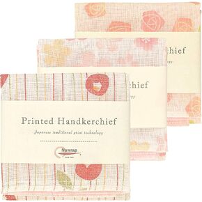 IPPINKA Nawrap Printed Handkerchief Set of 3, Rose, Flower & Poppy