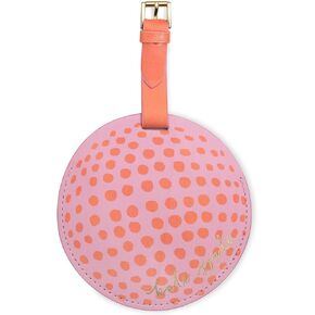 بطاقة أمتعة من الجلد النباتي الدائري من Kate Spade New York، بطاقة تعريف متينة لحقيبة السفر، ميني غولف in Saudi Arabia