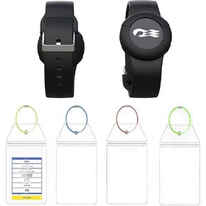2-Pack Princess Cruise Medallion Holder Accessories & 4-Pack Waterproof Cruise Luggage Tag - Zip Seal Pouch for Carnival Ocean Medallion (2023, 2024, 2025) with 4 Colors Steel Loops, Black/Blue