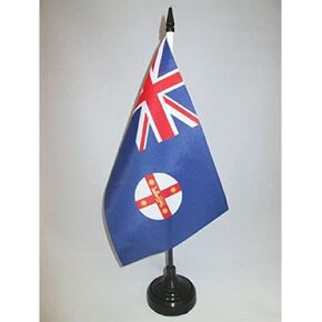 AZ FLAG New South Wales Table Flag 5'' x 8'' - Australia - New South Welshmen Desk Flag 21 x 14 cm - Black Plastic Stick and Base