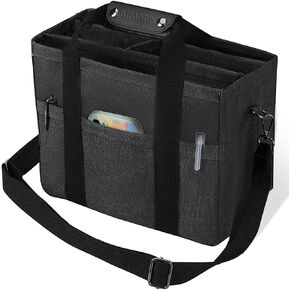 Canvas Tote Bag with Compartments Tote Bag with Multi Pockets 15 Inch Large Capacity Tote Bag for Women Travel Bag.