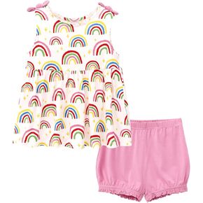 Toddler Girl Summer Outfits Tank Top Clothes with Bloomer Shorts Set 2 Pcs Clothes Set, Viscose Made from Bamboo