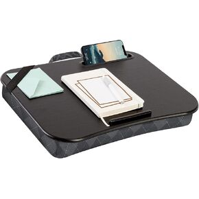 LAPGEAR XL Designer Lap Desk with Phone Holder and Device Ledge - Gray Damask - Fits up to 17.3 Inch Laptops - Style No. 45524