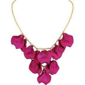 Statement Matte Flower Rose Petals Bib Necklace for Women, Formal Evening Floral Jewelry Accessories Romantic Cool Gifts for Women