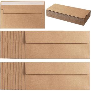 100 Pack Colorful #10 Business Envelopes Self Seal Standard Envelopes for Office Checks, Business, Letter Mailing Invoices, 4.13 x 9.49 Inches (Black)