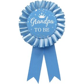 Grandpa to Be Pin, Gender Reveals Baby Shower Tinplate Badge Blue Corsage Button Pin, New Grandpa Party Gift Decorations Sign - 1Pcs