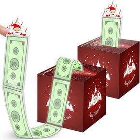 صندوق نقود عيد الميلاد للهدايا النقدية مجموعة سحب صناديق هدايا نقود العطلات وموزع نقود مع أكياس شفافة وشريط شفاف بطاقة سحب لعيد الميلاد (6 مجموعات، 7.87 × 7.87 بوصة)