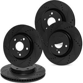 R1 Concepts Front Rear Brake Rotor Kit |Brake Rotors| Brake Disc |Drilled and Slotted|fits 2013-2022 Scion FR-S; Subaru BRZ; Toyota 86
