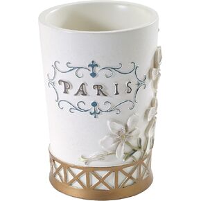Avanti Linens - Covered Jar, Hand Painted Resin, Countertop Accessories, Chic Bathroom Decor (Paris Botanique Collection)