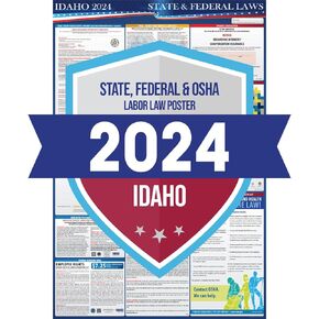 2024 Idaho State and Federal Labor Laws Poster - OSHA Workplace Compliant Includes FLSA FMLA and EEOC Updates - All in One Required Compliance Posting 24" x 36" - Laminated (English)