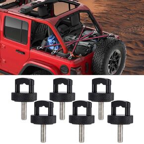 PSLER Wrangler JK JL JT Hard Top Quick Removal Fastener Thumb Screws Bolts Hardware Integrated Belt D Ring for Wrangler JK 2007-2018 Wrangler JL and Gladiator JT 2018-2022 6 pieces Aluminum Black