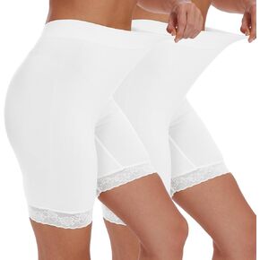 BATHRINS Slip Shorts Seamless Smooth Lace Under Shorts Anti Chafing Underwear for Women Under Dresses