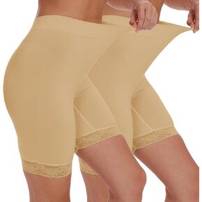 BATHRINS Slip Shorts Seamless Smooth Lace Under Shorts Anti Chafing Underwear for Women Under Dresses
