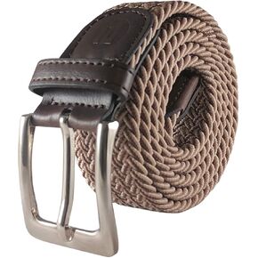 BESTA Men's Stretch Belt, Braided Elastic Strap, PU Leather Accents, 35mm (1 3/8 Inches) Wide
