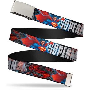 Buckle-Down Men's Web Belt Superman, Multicolor, 1.25" Wide-Fits up to 42" Pant Size