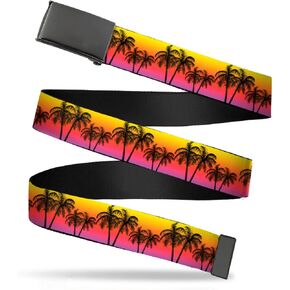 Buckle-Down Men's Web Belt Palm Trees, Multicolor, 1.5" Wide-Fits up to 42" Pant Size