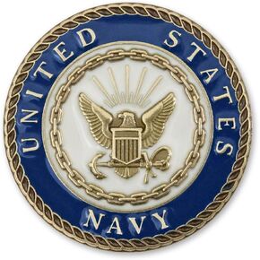 US NAVY CREST 1 inch Die Struck Solid Brass Pin with Enamel Made in USA