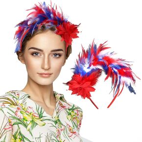 Colorful Feather Headband,Elastic Fascinator Headband,Stylish Ladies Carnival Festival Headband,Cosplay Hair Hoop Hair Accessories for Women and Girls,Good for Carnival, Christmas Party, Daily Decoration