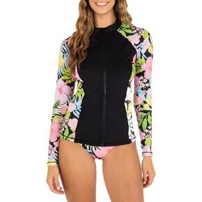 Hurley Women's Long Sleeve Zip Front Rashguard