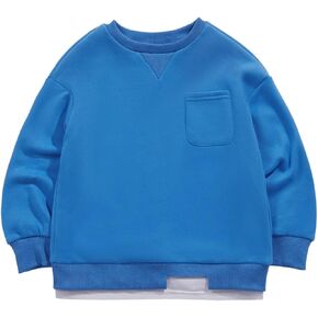 Haloumoning Boys Fleece Lined Sweatshirts Kids Fall Fashion Crewneck Pullover Clothes with Pocket 5-14 Years