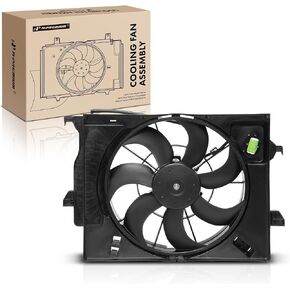 A-Premium Engine Radiator Cooling Fan Assembly Compatible with Select Hyundai & Kia Models - Accent 2012-2013, Veloster 2012-2014, Rio 2012-2017 - Replace# 253801W150, 253801W152
