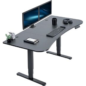 VIVO Electric Height Adjustable 71 x 36 inch Memory Stand Up Desk, Black Table Top, Black Dual Motor Frame with Preset Controller, 2B Series, DESK-KIT-2B7B-36