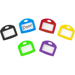 Uniclife 12 Pcs Key Cap Tags 1 Inch Key Covers Protectors with Blank Paper Labels and Clear Windows Soft Key Identifiers for Standard Regular Thin Flat House Keys (Not for Odd-Shaped Keys), 6 Colors
