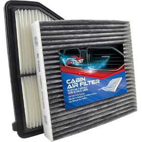 Engine and Cabin Air Filter Kit for Honda Civic 2.0L 2016 2017 2018 2019 2020 2021 2022 2023 2024, HRV 2.0 23-24, Carbon Fiber Cabin Air Panel, Air Filter Panel, BI-TRUST TZBT00038 Easy Installation