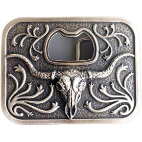 JEAN'S FRIEND Vintage Silver Rodeo Longhorn Bull Bottle Opener Belt Buckle also Stock in the US