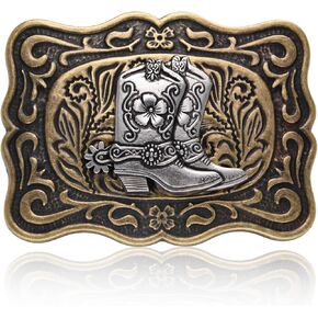 Western Belt Buckle for Men, Cowboy Cowgirl Belt Buckle Women, Antique Vintage Boots Belt Buckles