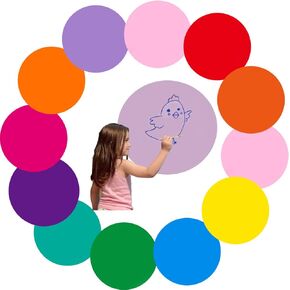 12pack 11 inch Color Dry Wipe dot Circle Removable Dry Erase Circles, whiteboard Marking Vinyl Sticker dot Wall Decal Wall Decal School Classroom Student Table