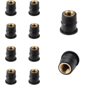 20 PCS Well Nuts Fairing Fasteners, M5 Windshield Fairing Well Cowls Nuts with Metal Screw Thread, Steel & Rubber Parts Windscreen Screw Fasteners, Motorcycle Accessories