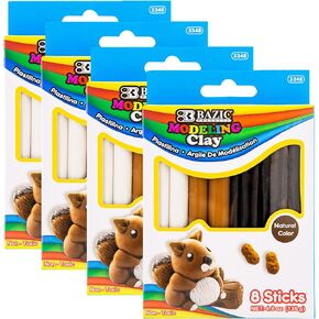 عصي طين النمذجة من بازيك، 4.8 أونصة، 8 ألوان أساسية، عصي طين النمذجة غير سامة للفنانين الأطفال والكبار، نحت الحرف الفنية، عبوة واحدة in Kuwait