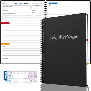 snootion Meeting Notebook for Work with Action Items, Project Planner Notebook for Note Taking, Office/Business Meeting Notes Agenda Organizer for Men & Women,140 Pages B5(7"x10") - Pink