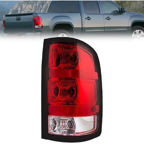 Tail Light Compatible With 2007 2008 2009 2010 2011 2012 2013 GMC Sierra 1500 2500HD 3500HD, A Pair Of Tail Lamps With Black border And Halogen Bulbs