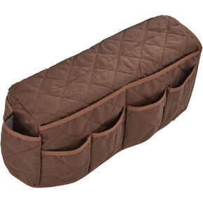Armrest Organizer for Recliner Couch Sofa Chair, Dustproof Waterproof Armchair Caddy Remote Control Holder with 14 Multifunctional Storage Pockets for Smart Phone, Book, Magazines(Brown)
