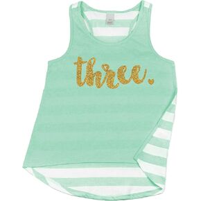 Bump and Beyond Designs Girl 3rd Birthday Outfit Three Year Old Birthday Girl Tank Top