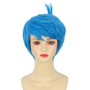 Women Adult Short Blue Bob Wig Pixie cut Wig Halloween Cosplay Party Costume Wig