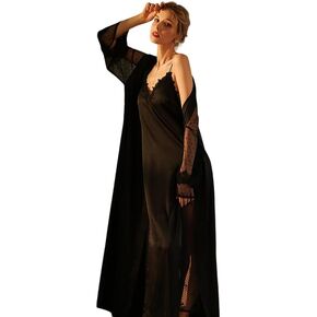 2PCS Womens Robes Spa Robe Thin Robes Lightweight Summer Robe Housecoats Bath Robes Long Robes Ladies Robes Bathrobe